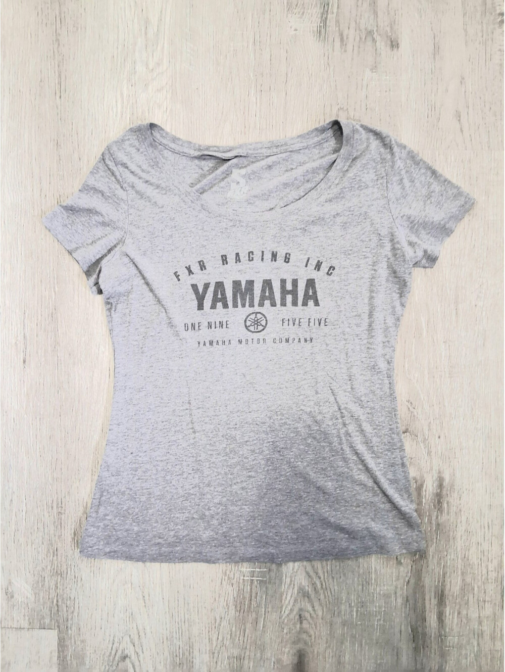 FXR Racing Yamaha Motor Company Womens Small Gray Graphic Short Sleeve Tee Shirt